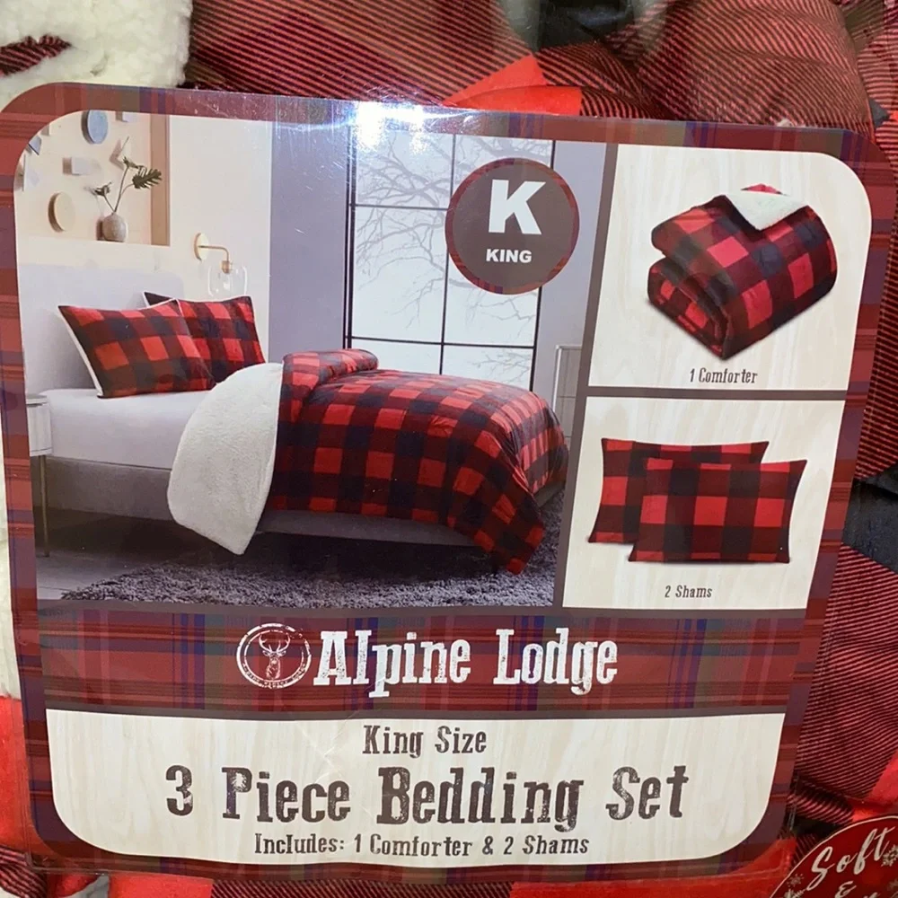 ❤️🤍🖤♥️ NWT King Size 3PC Plaid Bedding Set